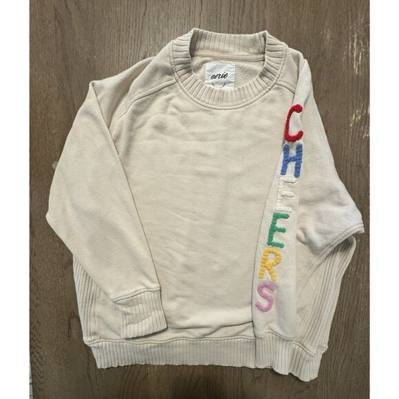 aerie Tops - Aerie Cheers Down to Earth Crew neck Sweatshirt Oversized Small Cream Spell out